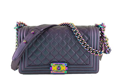 small iridescent goatskin boy chanel flap bag|chanel handbags boys.